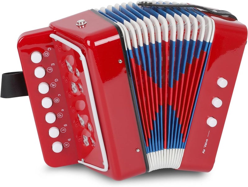 AIMEIS Kids Accordion 10 keys Button Accordian Musical Instrument Mini Accordion for Beginners (Red) - Image 1